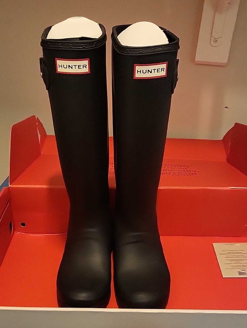 Hunter Tall Matte Black Rubber Boots with Logo